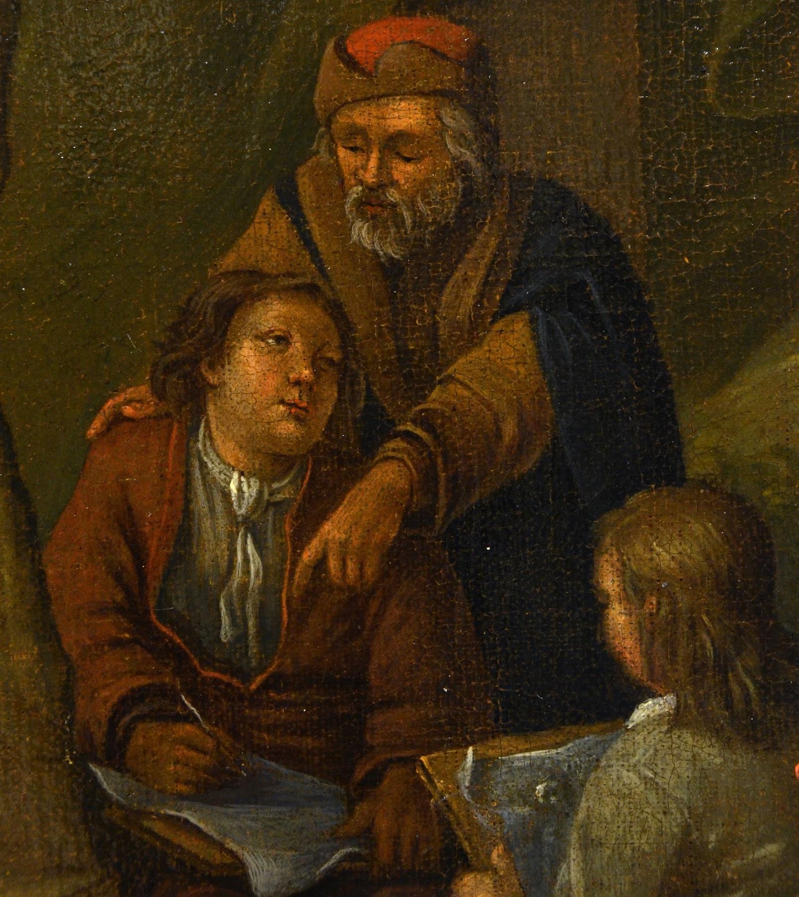 Painting Lesson Circle of Van Den Bossche Oil on Canvas Old Master 17/18th C. 6