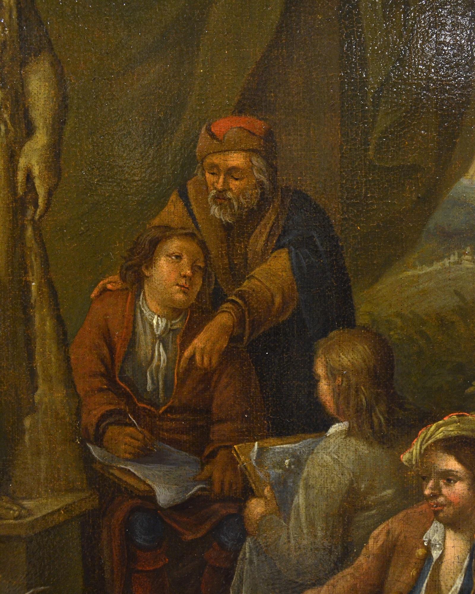 Painting Lesson Circle of Van Den Bossche Oil on Canvas Old Master 17/18th C. 7