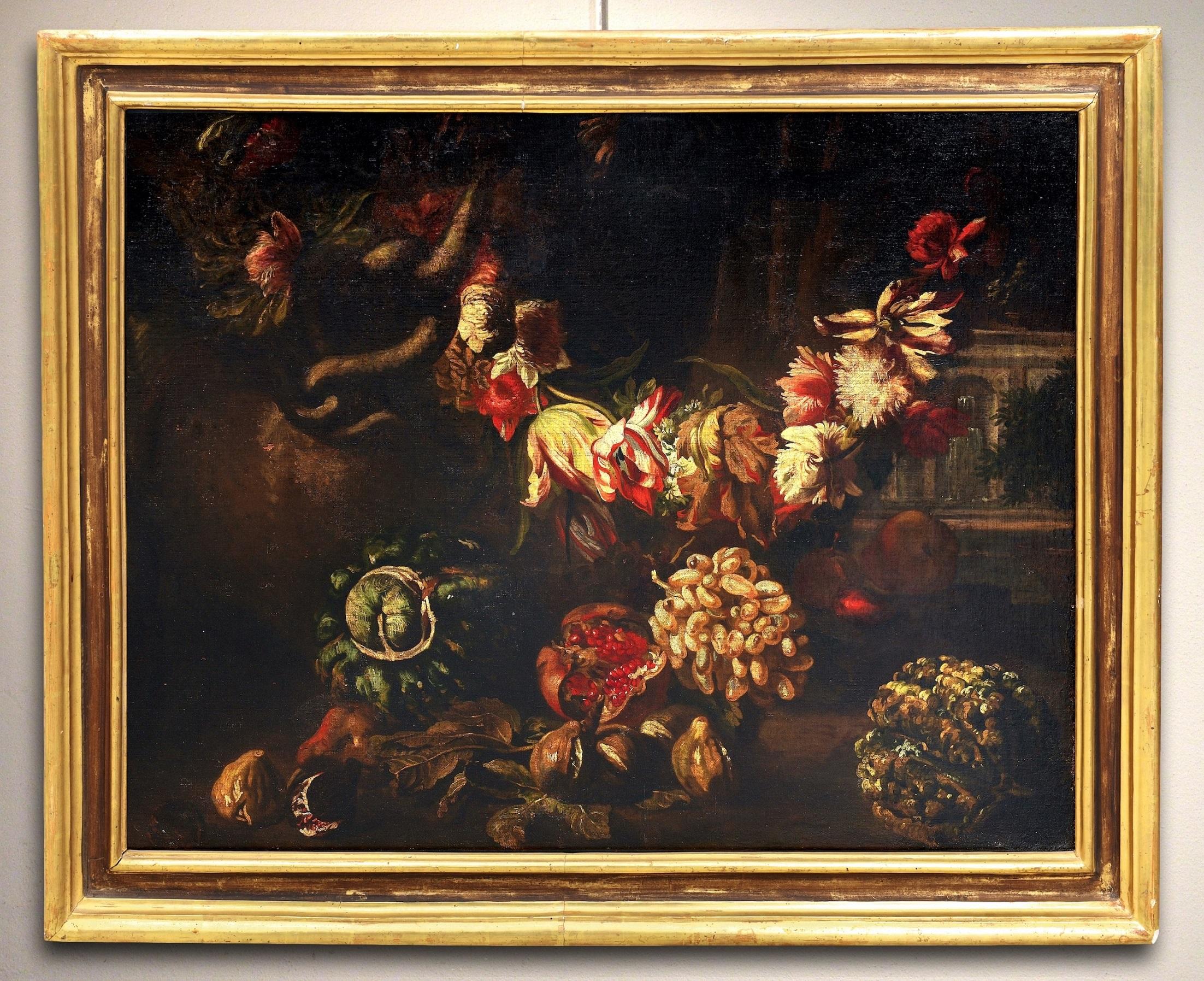 Ascione Still Life Paint Oil on canvas Old master Baroque 17/18th Century Italy - Painting by Aniello Ascione (Naples, news from 1680 to 1708)