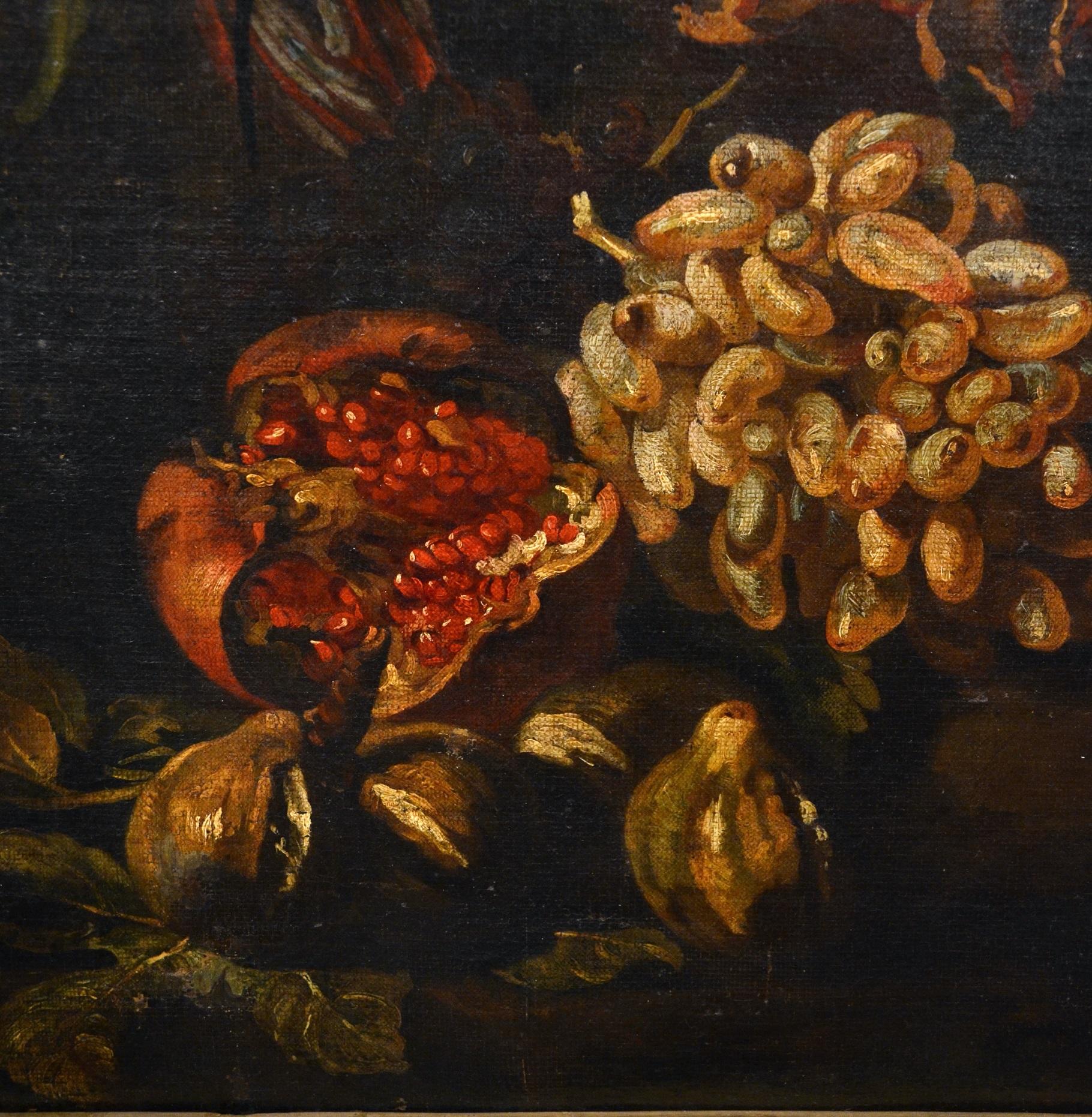 Aniello Ascione (Naples, news from 1680 to 1708)
Still life with festoon of flowers and fruit
Oil painting on canvas,
89 x 117 cm
in frame cm 109 x 137
With expertise and attributive study by Prof. Stefano Causa (University of Naples)

'' This fruit