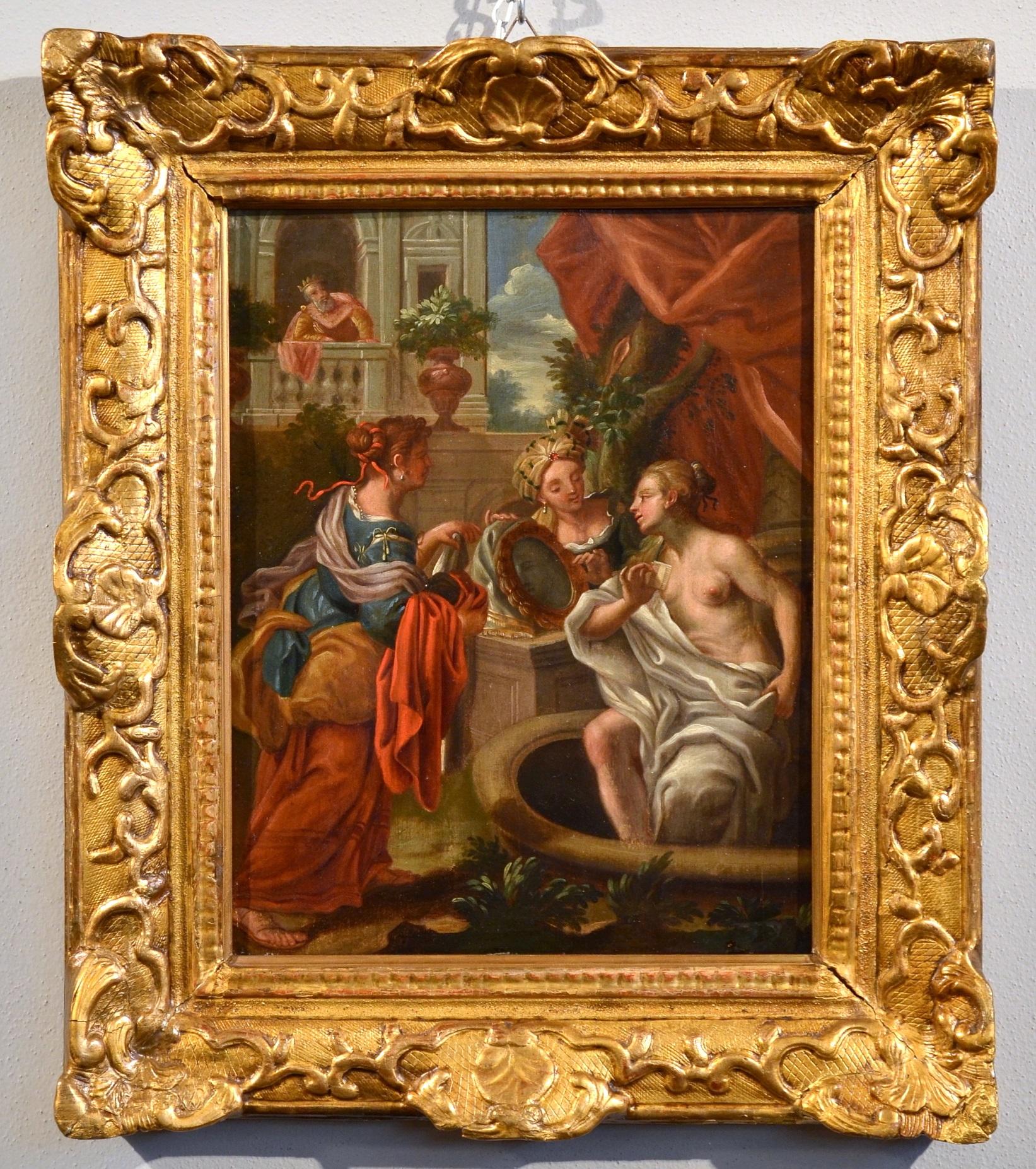 Giuseppe Bartolomeo Chiari Figurative Painting - Bathsheba Religious Paint Oil on canvas 17/18th Century Italy Art Quality Canvas