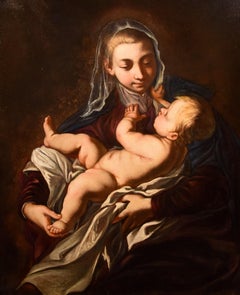 Madonna Child Tiarini Paint Oil on canvas Old master 17th Century Italy Baroque