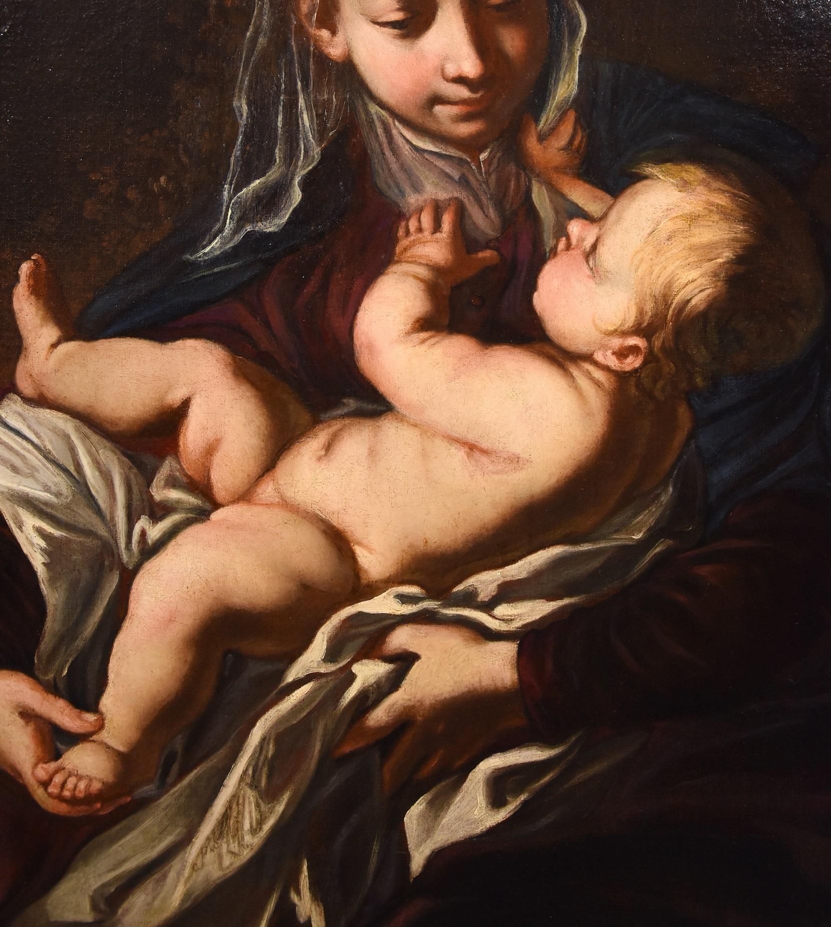 Madonna Child Tiarini Paint Oil on canvas Old master 17th Century Italy Baroque - Old Masters Painting by Alessandro Tiarini (Bologna, 1577 - 1668)