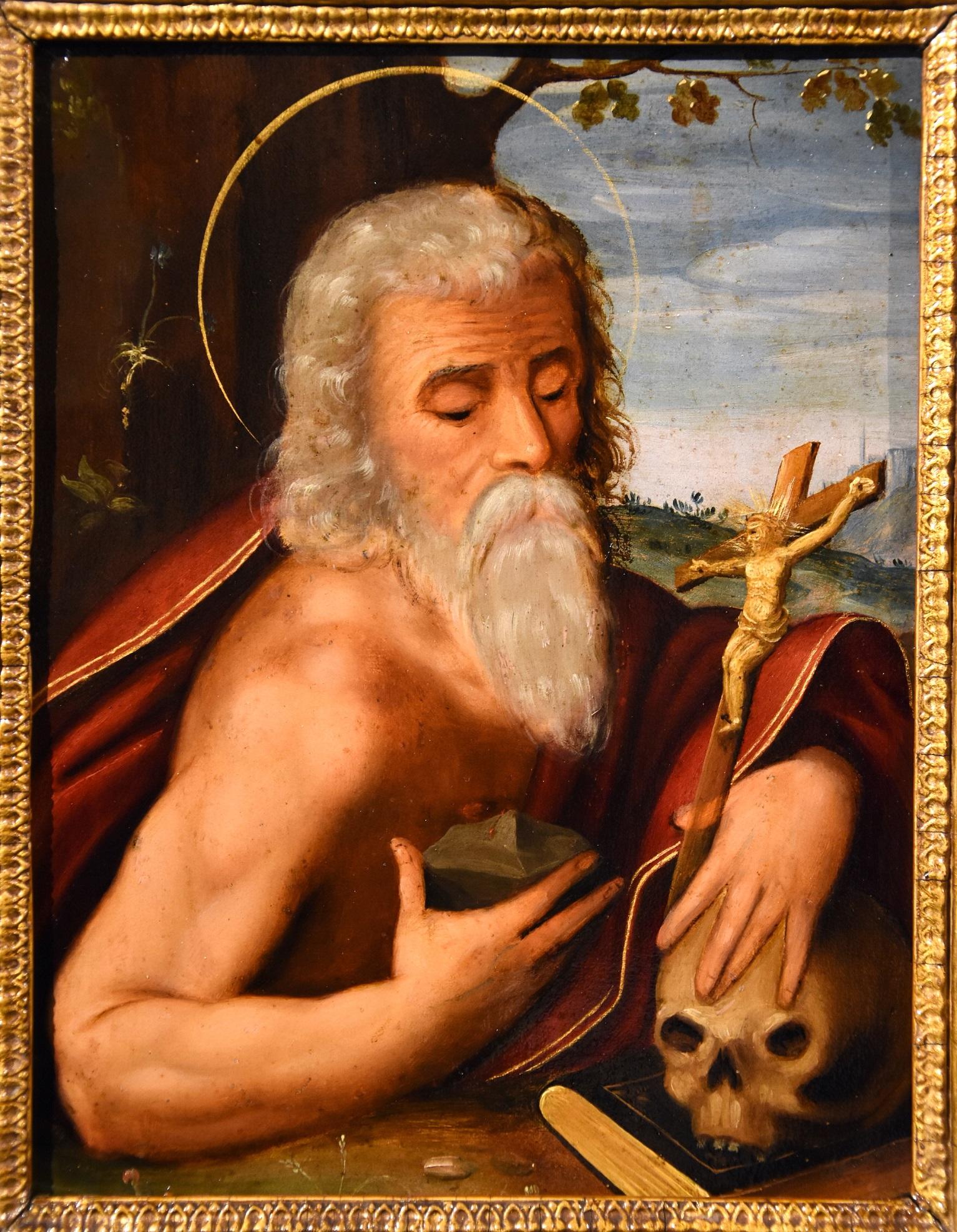 Saint Jerome Öl auf Kupfer 16. Jahrhundert Gemälde Alter Meister Italien Emilianische Schule (Alte Meister), Painting, von Giuseppe Mazzuoli known as Bastarolo (Ferrara 1536 - 1589)