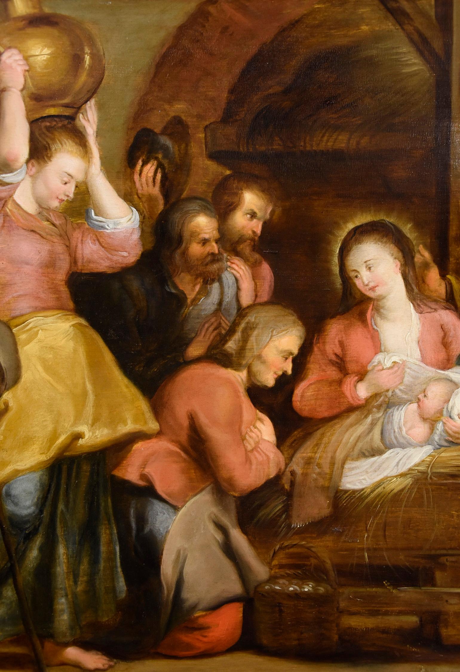 Oil painting on wood of high quality value, work attributable to the workshop of Peter Paul Rubens (Siegen 1577- Antwerp 1640)

Nativity with Adoration of the Shepherds - Flemish painter of the first half of the 17th century
Workshop of Peter Paul
