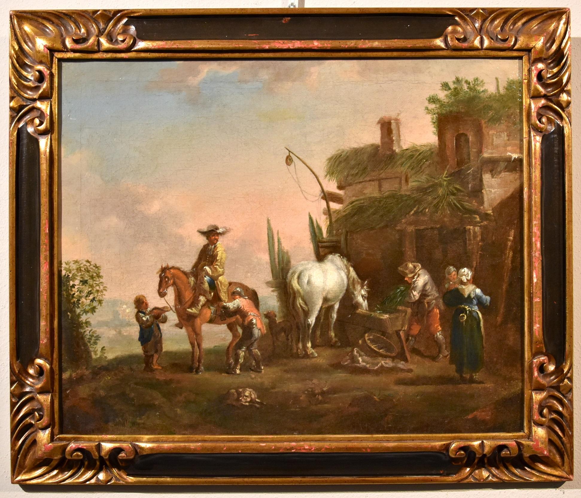 Ritter Van Douw Gemälde Öl auf Leinwand Alter Meister 17/18. Jahrhundert Flämische Kunst Italien (Alte Meister), Painting, von Simon Johannes van Douw (Antwerp c. 1630 - c. 1677)