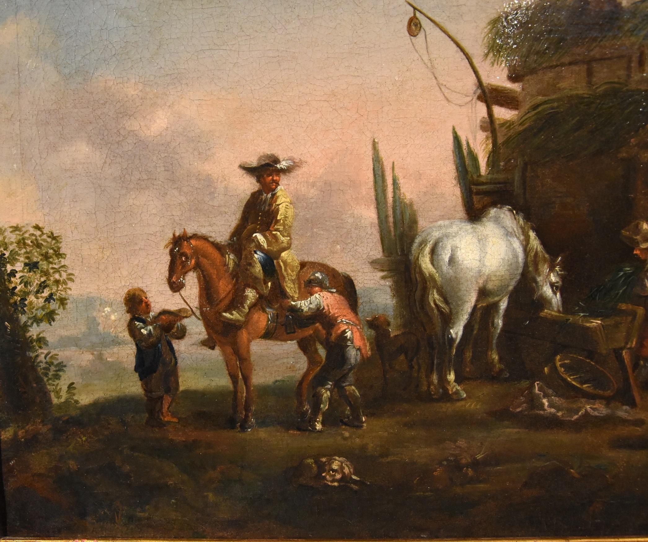 Knight Van Douw Paint Oil on canvas Old master 17/18th Century Flemish Art Italy For Sale 3