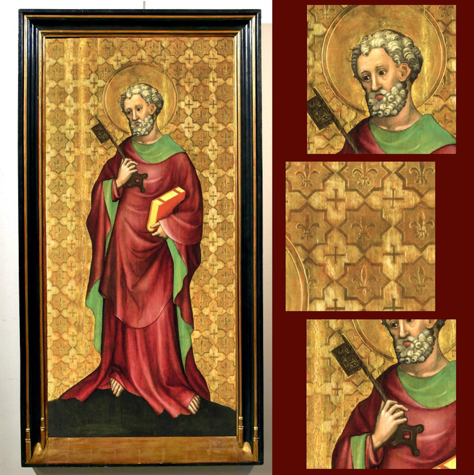 St.peter Oil on table Gold 15th Century Old master Germany Gothic Religious Art - Painting by Stephan Lochner (Meersburg, around 1400 - Cologne 1451)