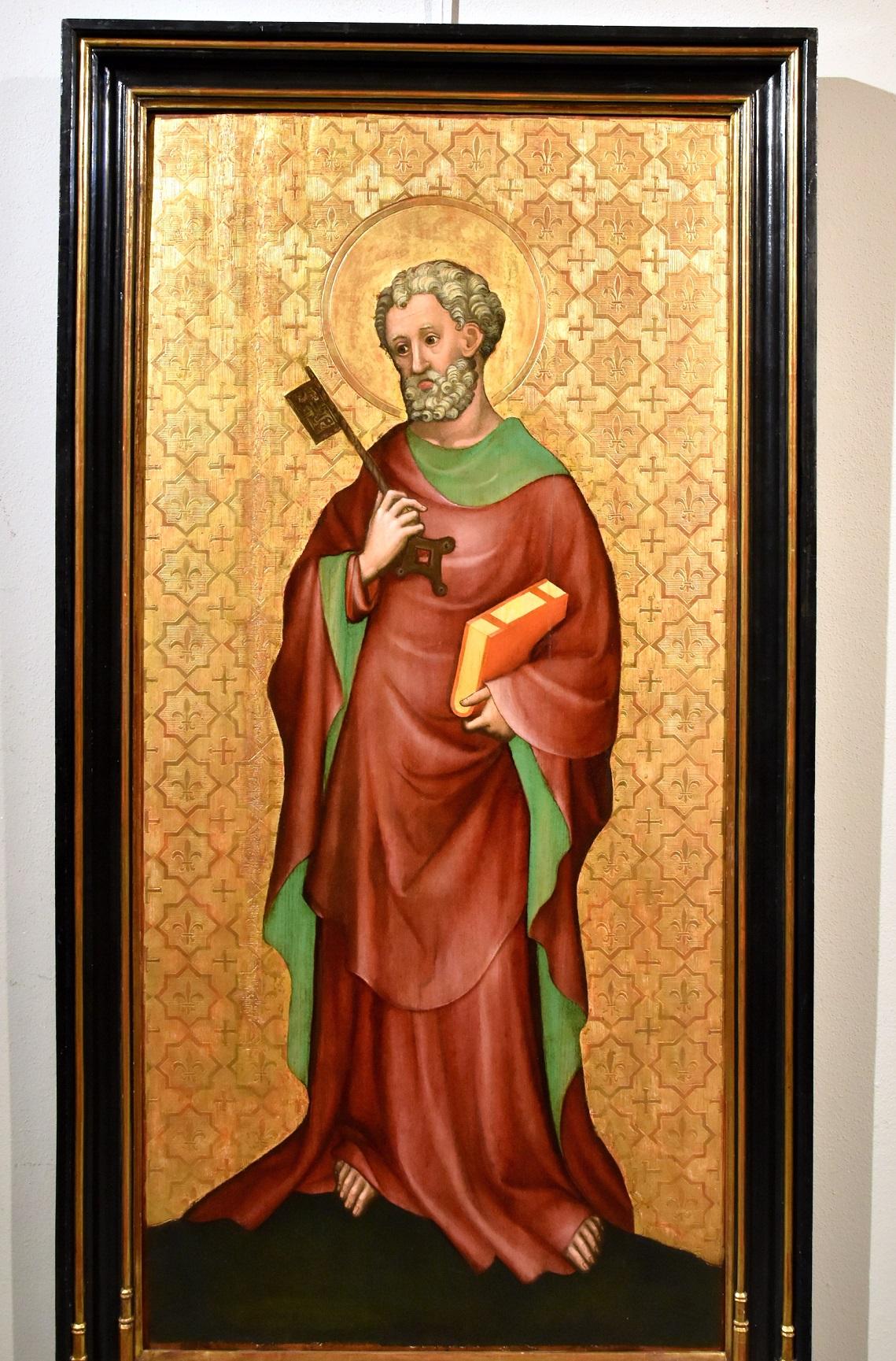 Late Gothic, German (15th century)
Painter of the Cologne school, circle of Stephan Lochner (Meersburg, around 1400 - Cologne 1451)
Panel (compartment of a polyptych) with gold background depicting 'St. Peter the Apostle'

Oil on panel with a gold