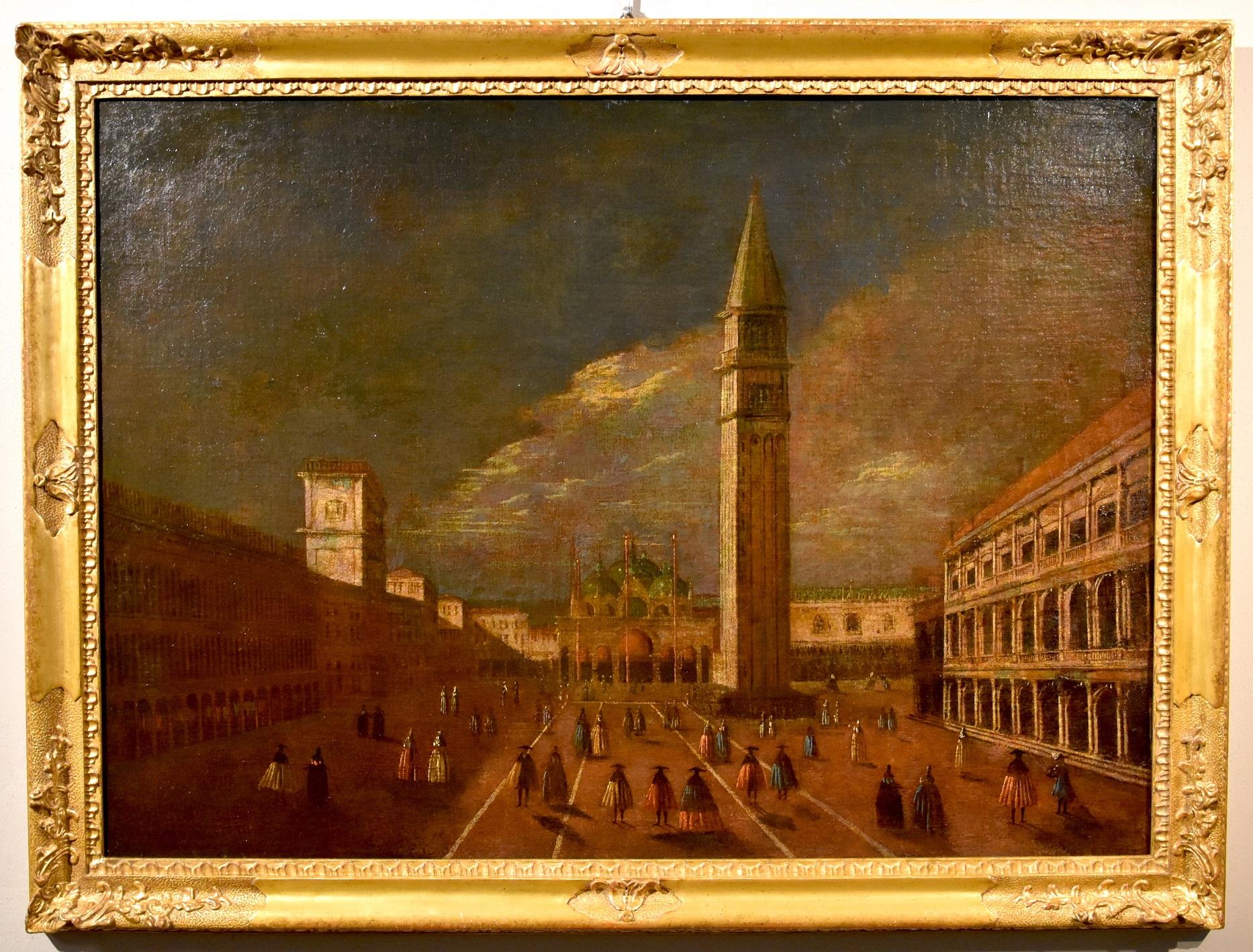 Venice San Marco Tironi Paint Oil on canvas Old master 18th Century Landscape  - Painting by Francesco Tironi (Venice, about 1745 - 1797),