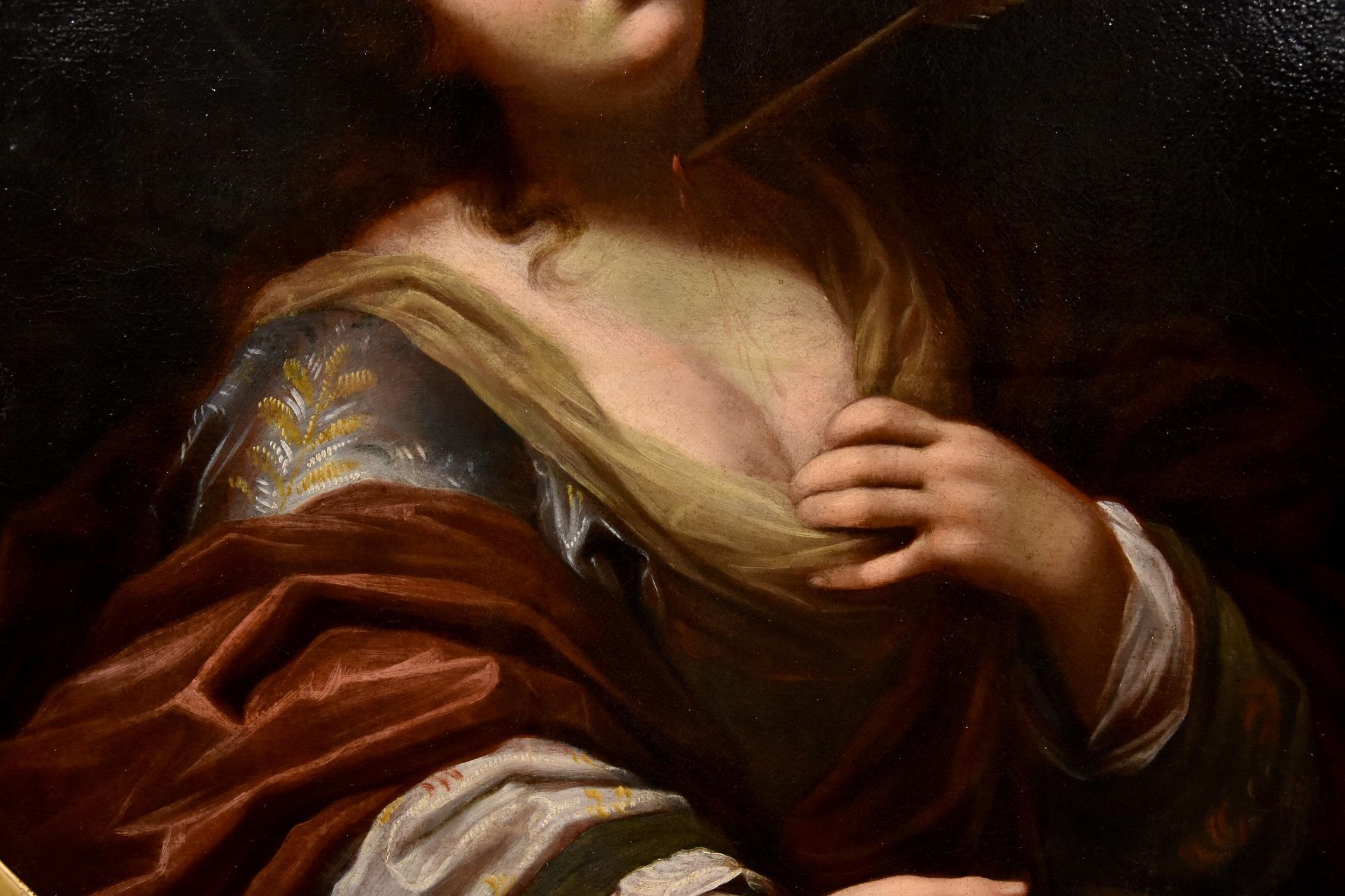 Ficherelli Saint Ursula Paint Oil on canvas Old master Italy 17th Century Art For Sale 1