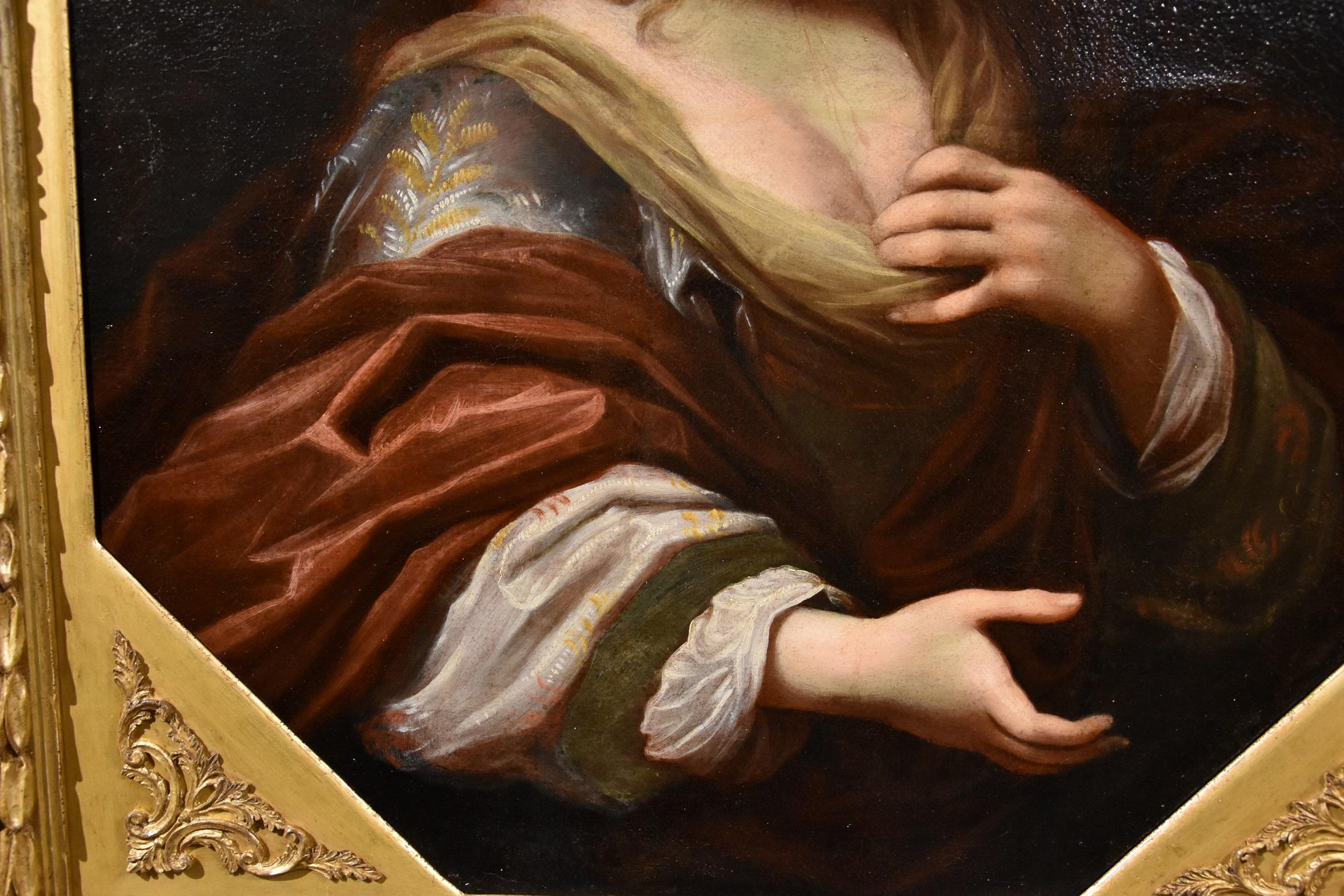 Ficherelli Saint Ursula Paint Oil on canvas Old master Italy 17th Century Art For Sale 2