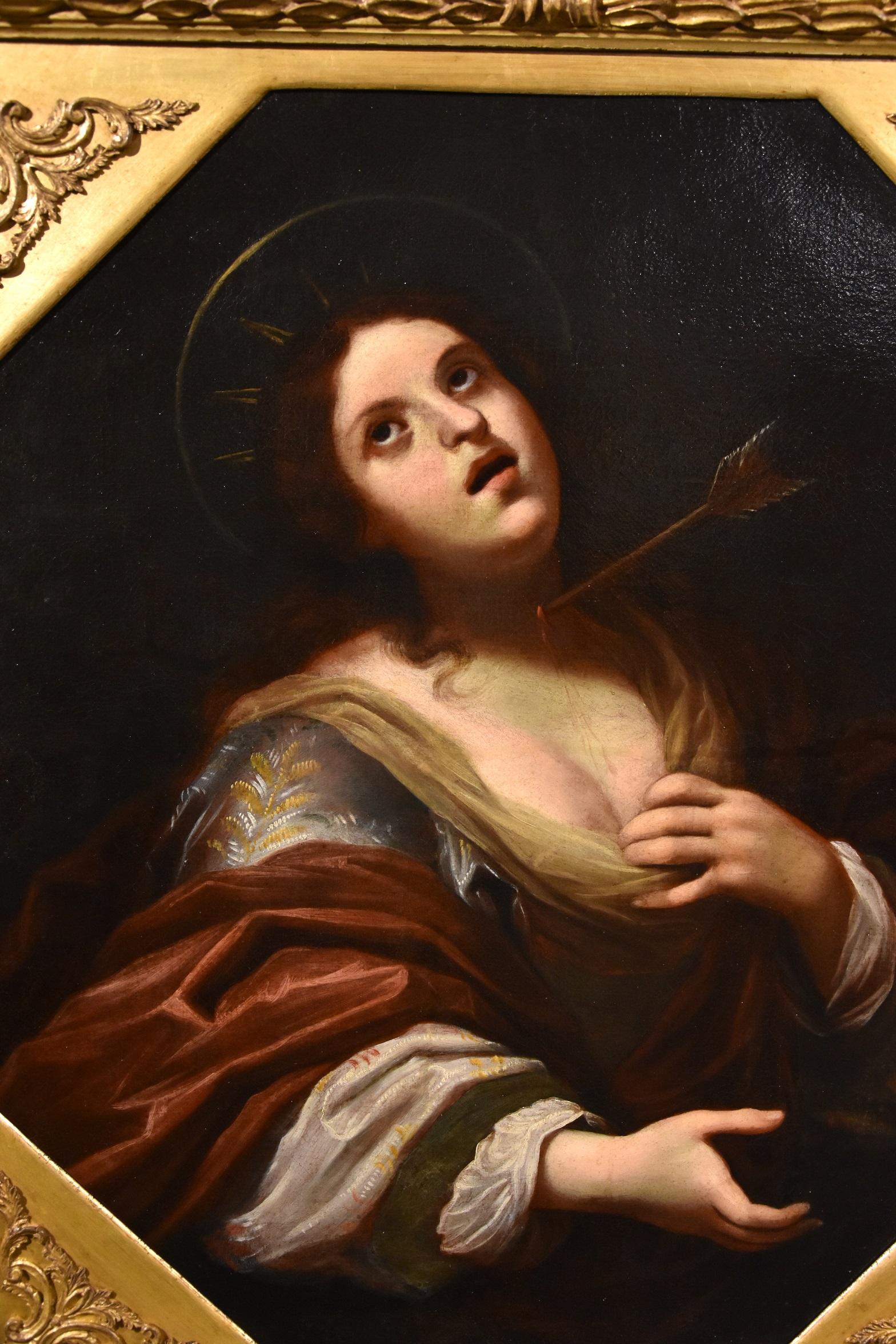 Ficherelli Saint Ursula Paint Oil on canvas Old master Italy 17th Century Art For Sale 7