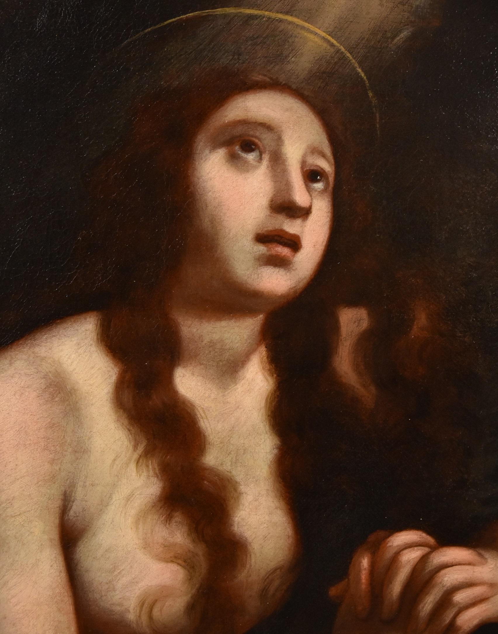 Ficherelli Paint Oli on canvas old master 17th Century Religious Mary Magdalene - Old Masters Painting by Felice Ficherelli known as 'il Riposo' (San Gimignano 1603 - Florence 1660) 