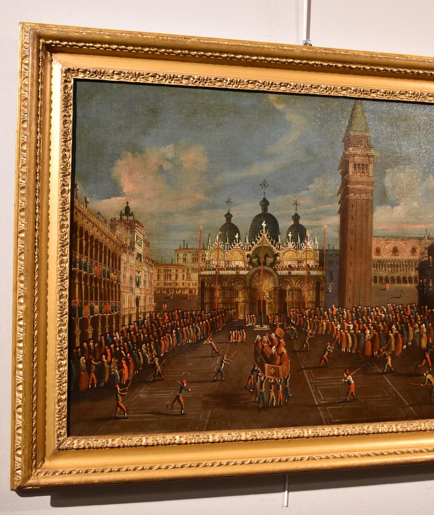 Venetian landscape painter XVIII-XIX century - Follower of Gabriele Bella (Venice 1730 - Venice 1799)
Venice with Piazza San Marco with the celebrations for the coronation of the Doge

oil on canvas, 67 x 94 cm.
with frame 84 x 110 cm.

Our