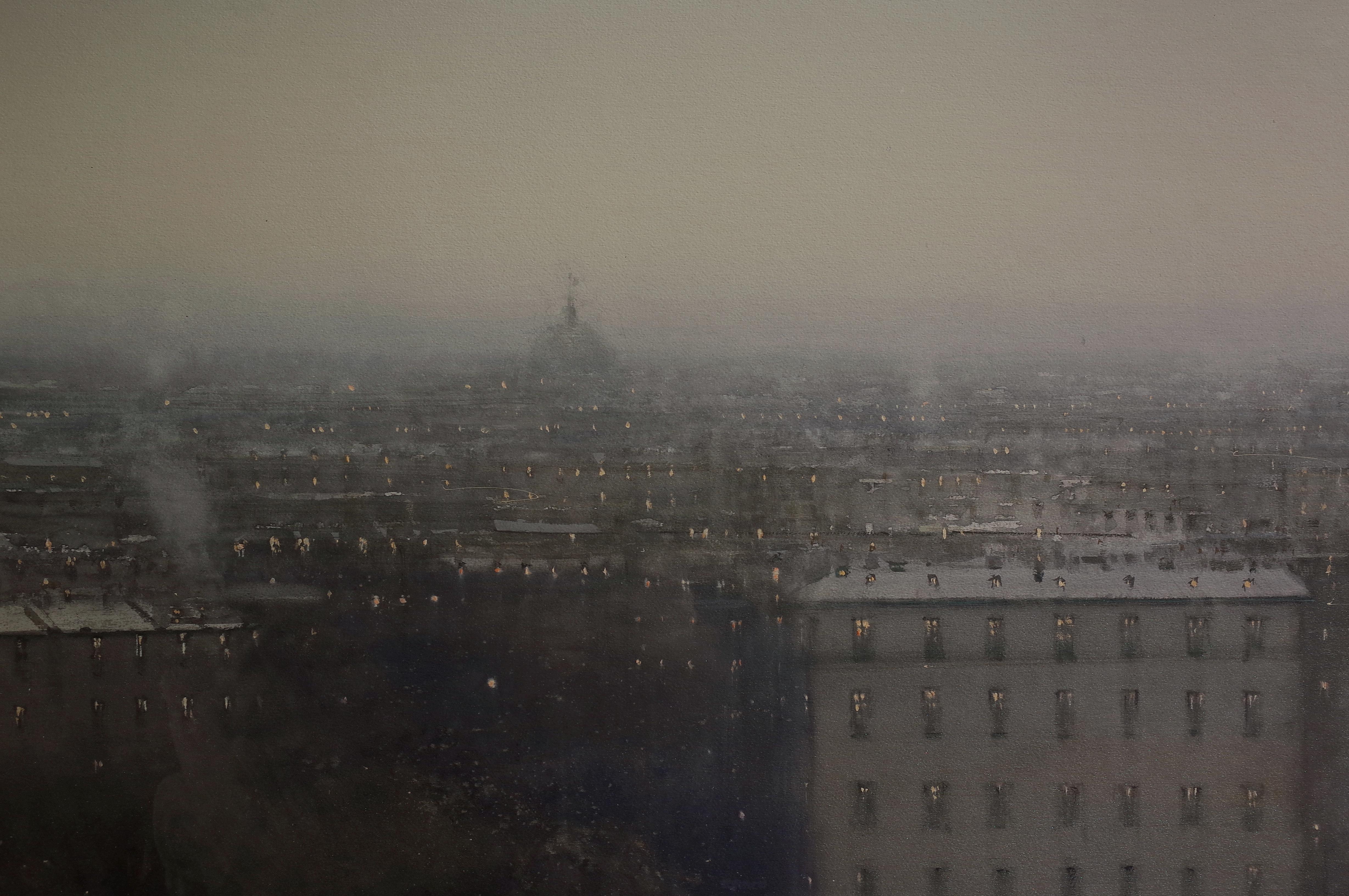 Paris from Montmartre - Joseph Zbukvic Landscape Watercolor Painting For Sale 6