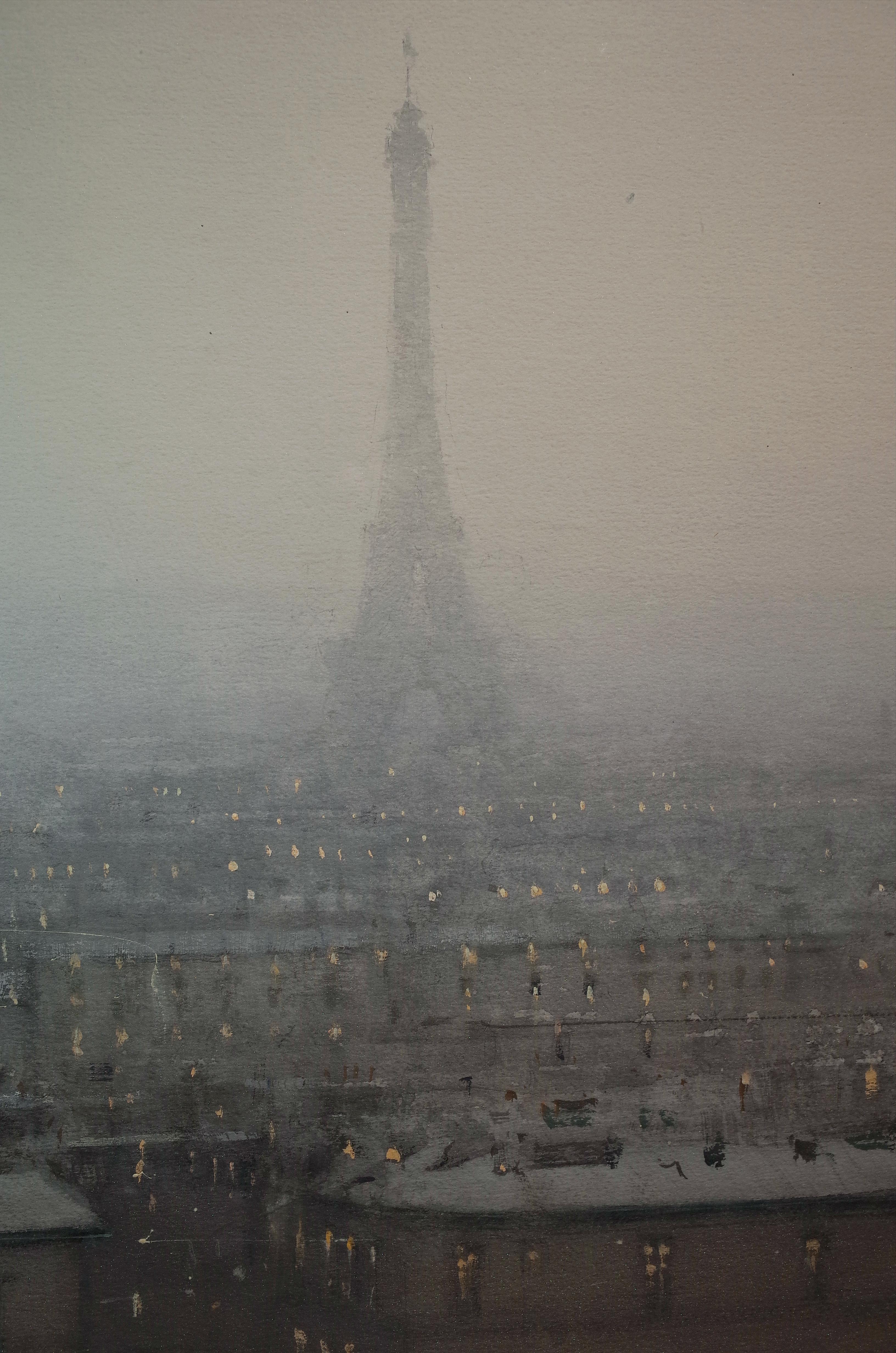 Paris from Montmartre - Joseph Zbukvic Landscape Watercolor Painting For Sale 4