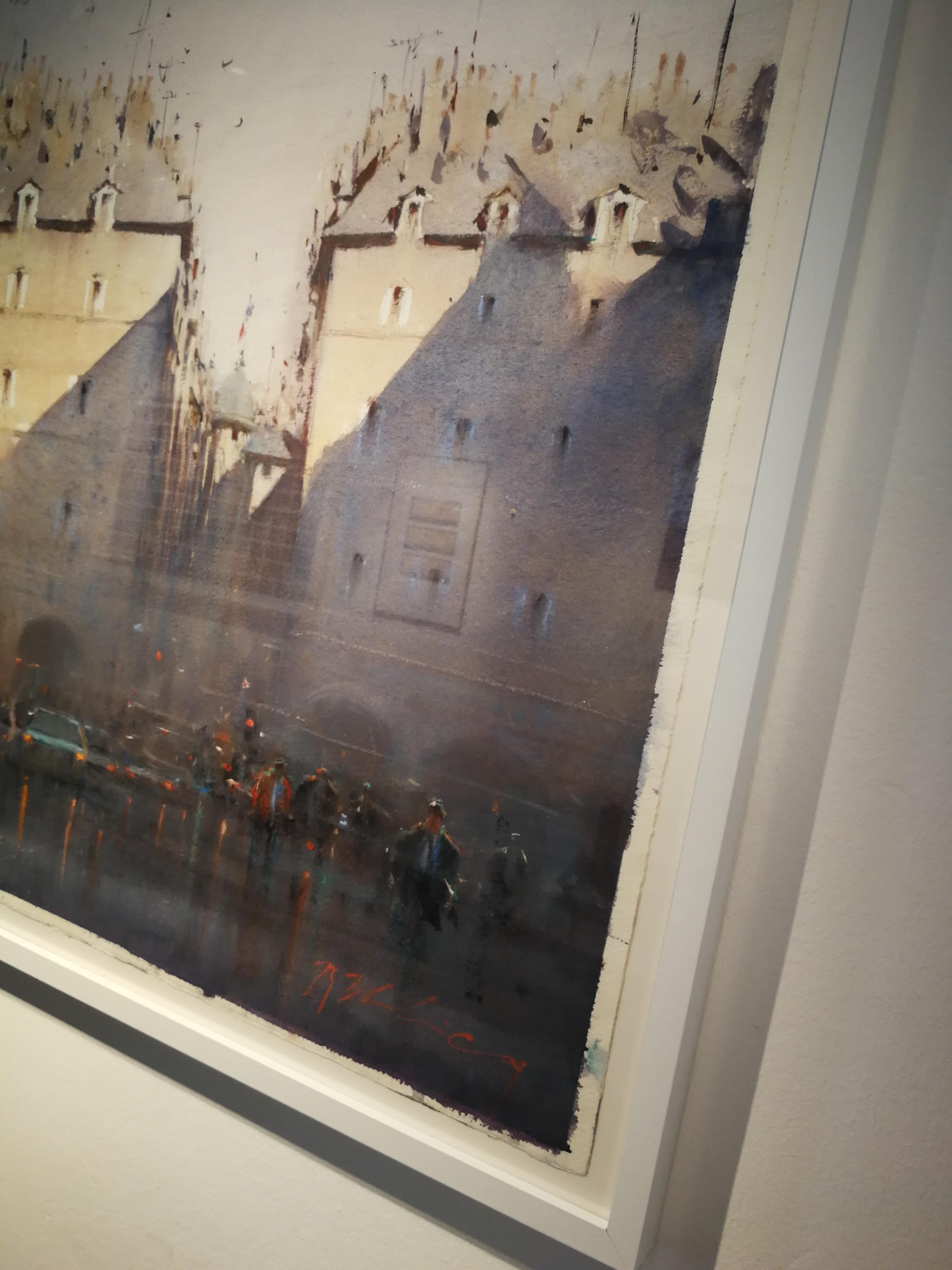 Paris - Joseph Zbukvic Landscape Watercolor Painting For Sale 2