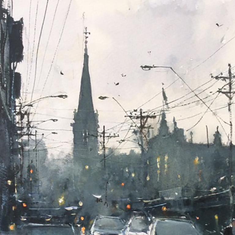 Near My Studio - Peinture à l'aquarelle - Paysage de Joseph Zbukvic 2