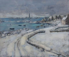 Winter in Brittany, France, Seaside snow, French Post Impressionist ex Petrides