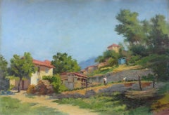 French sunny South of France France Provence farmhouse painting gardening scene
