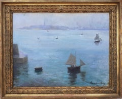 Étudiant de la peinture à l'huile de l'artiste impressionniste Claude Monet:: représentant un paysage marin:: femme