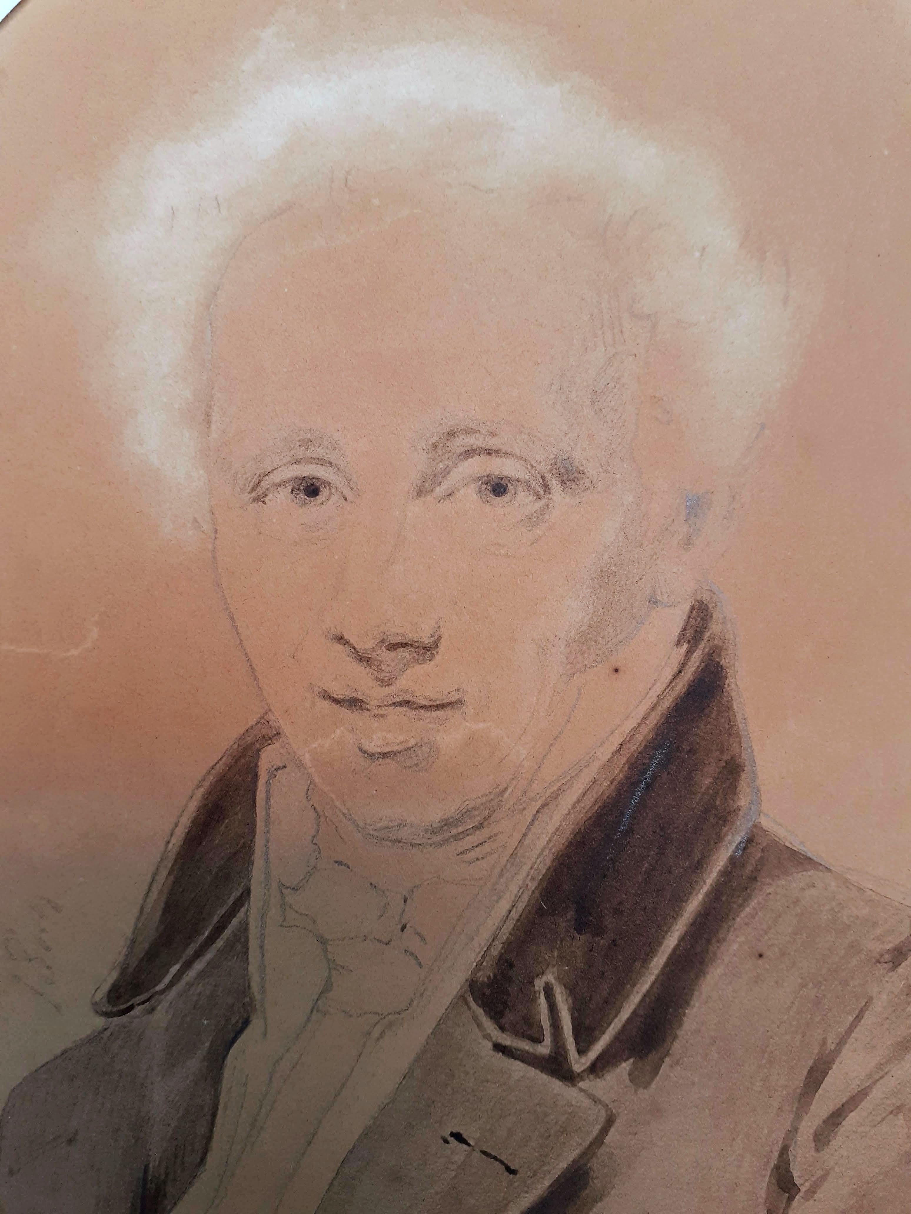 Retrato de un caballero en un redingote dibujado por el estudiante Jean Louis David - Art Escuela francesa de Henri-Joseph Hesse