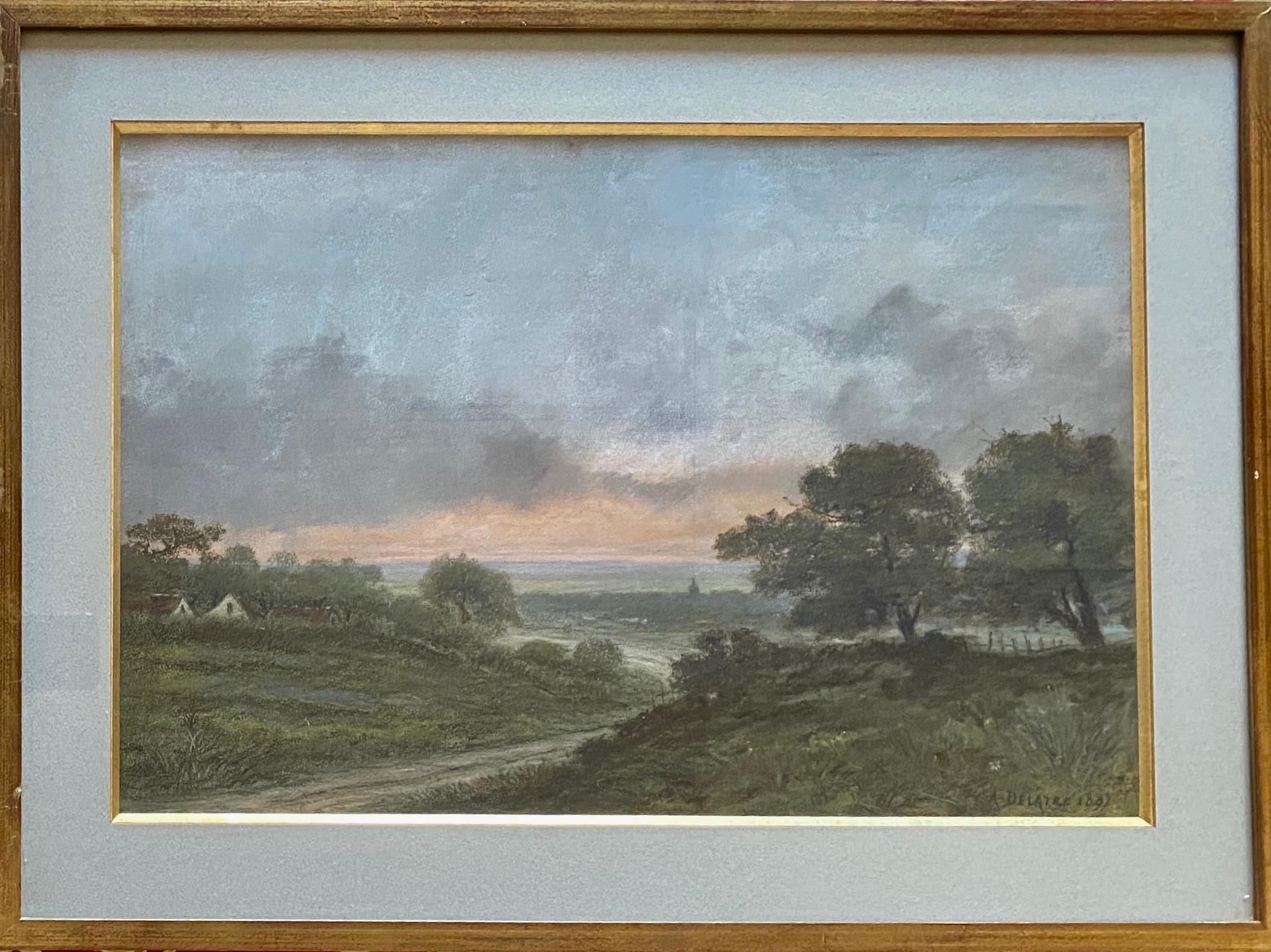 Landscape Art Auguste Delatre - Paysage d'été de Delâtre, l'ami artiste français de Whistler, connexion Barbizon