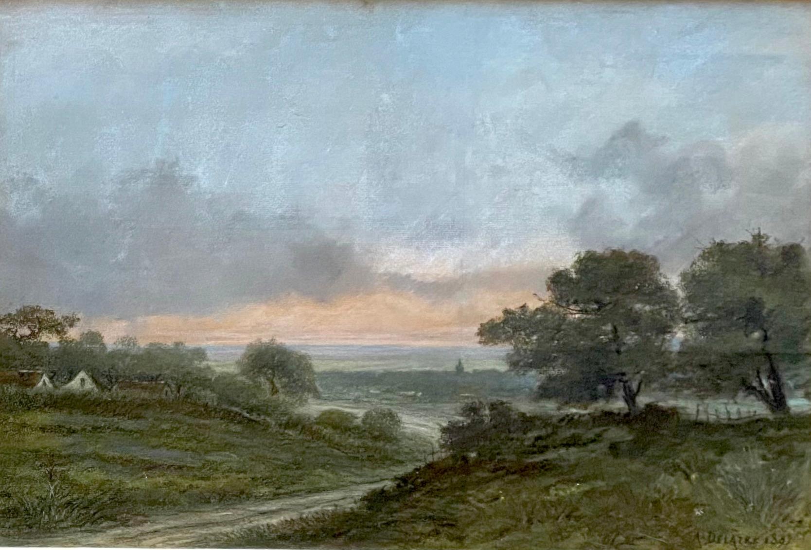 Paysage d'été de Delâtre, l'ami artiste français de Whistler, connexion Barbizon - Art de Auguste Delatre
