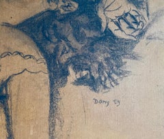 Summer Siesta 1959 Periodo New Wave grande disegno di una giovane donna rilassata che sogna ad occhi aperti