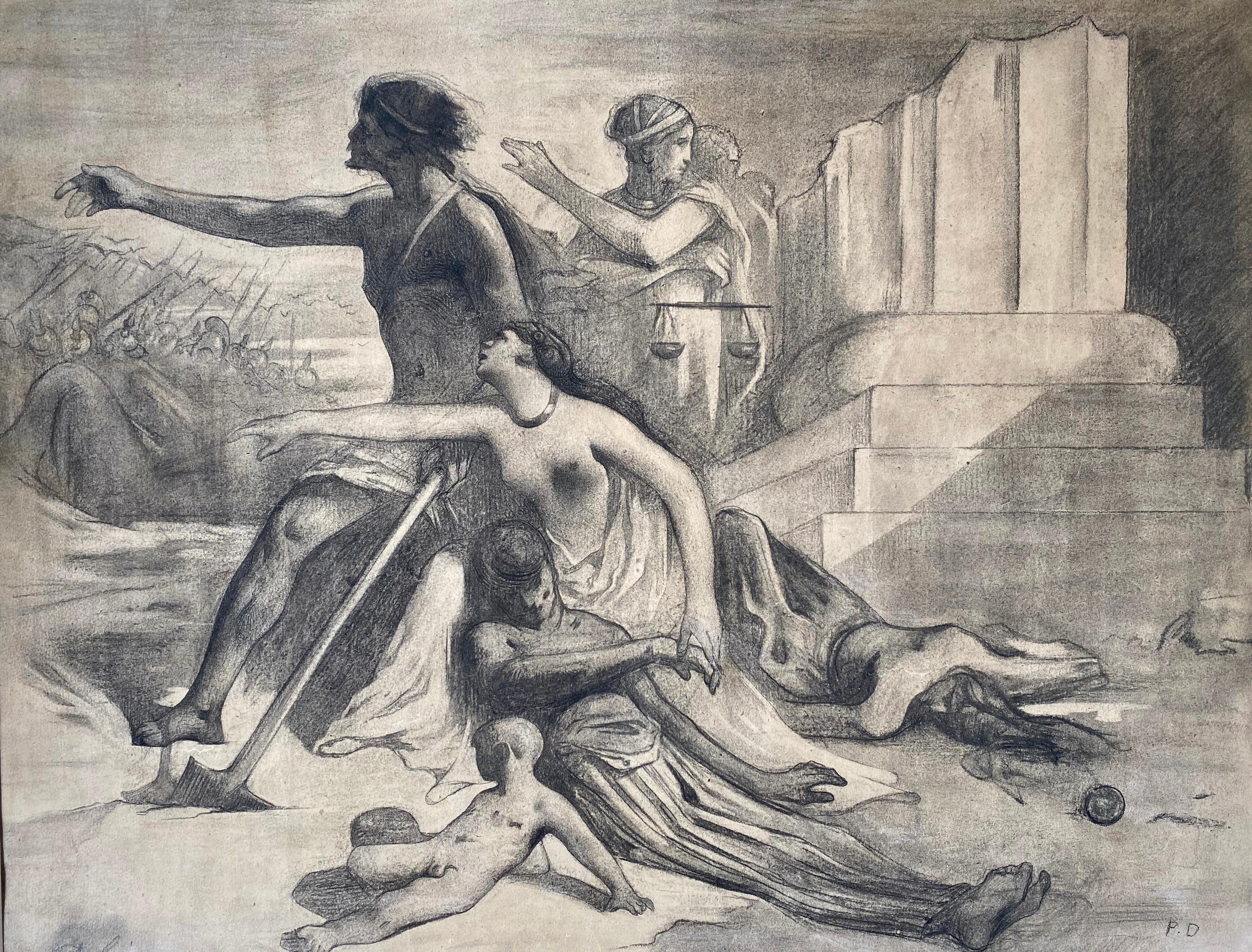 Academic master drawing: Allegorical Scene artist in Musée d'Orsay - Art by Paul Louis Delance