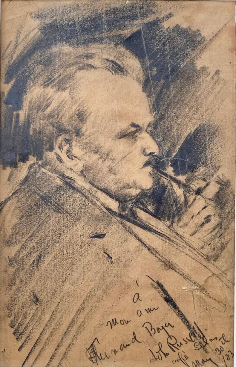 Cafe Society : The Smoker, male portait Closerie des Lilas, Lost Generation Paris - Art de John Wentworth Russell