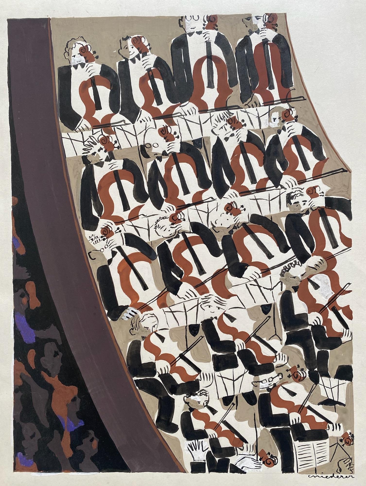 Orchestra seats: the performance, string instrument music, dynamic woman artist - Art by Caro Niederer