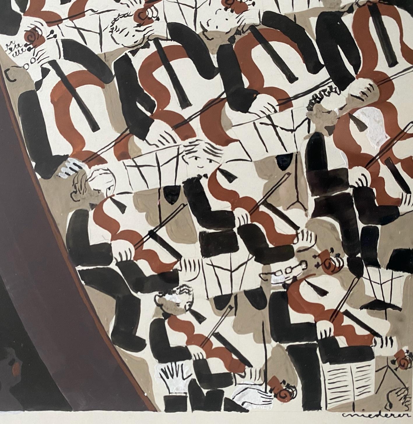 Orchestra seats: the performance, string instrument music, dynamic woman artist - Modern Art by Caro Niederer
