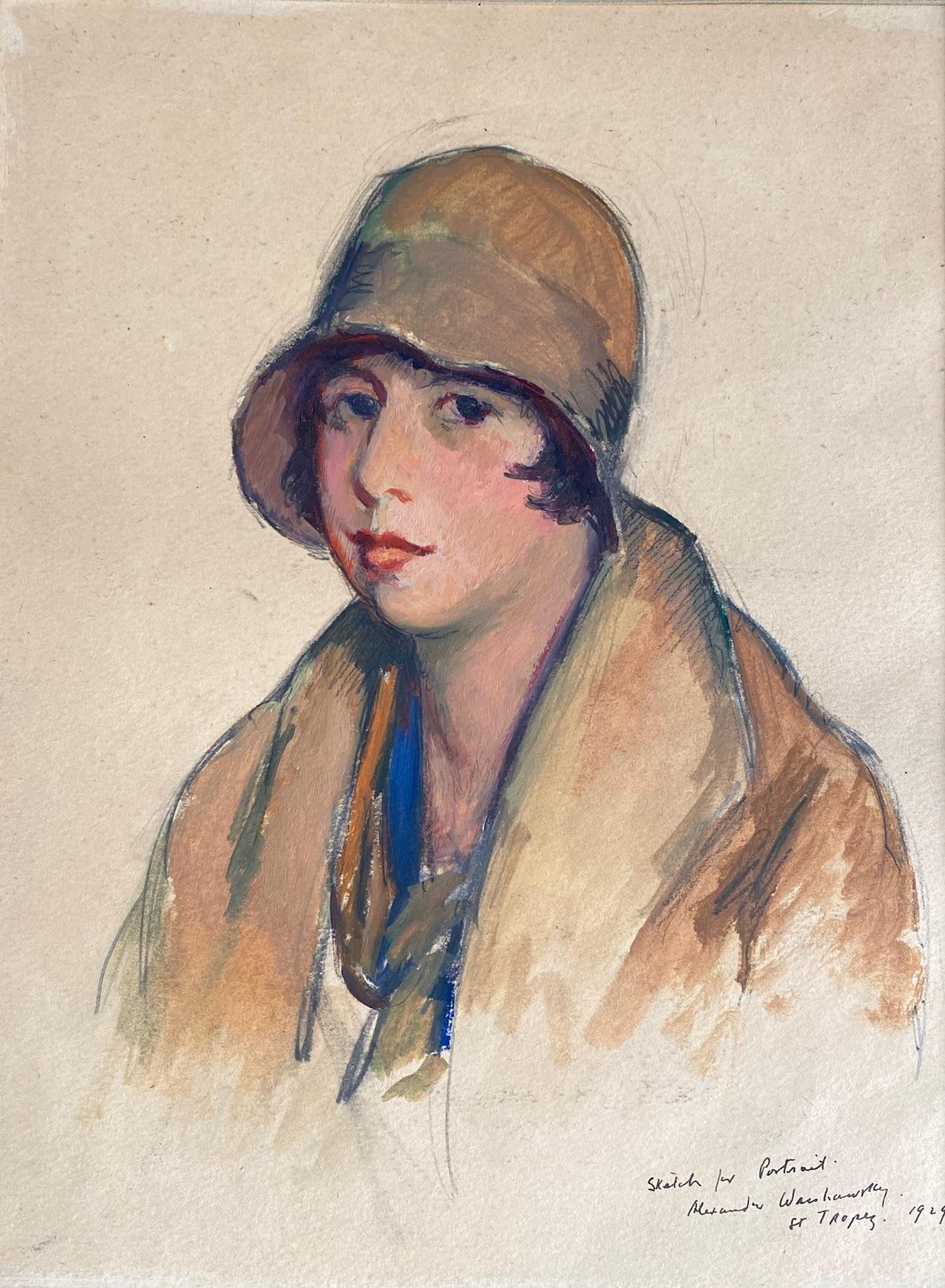 La fille de Saint Tropez : portrait d'artiste américain dans le sud de la France - Impressionnisme américain Art par Alexander L Warshawsky