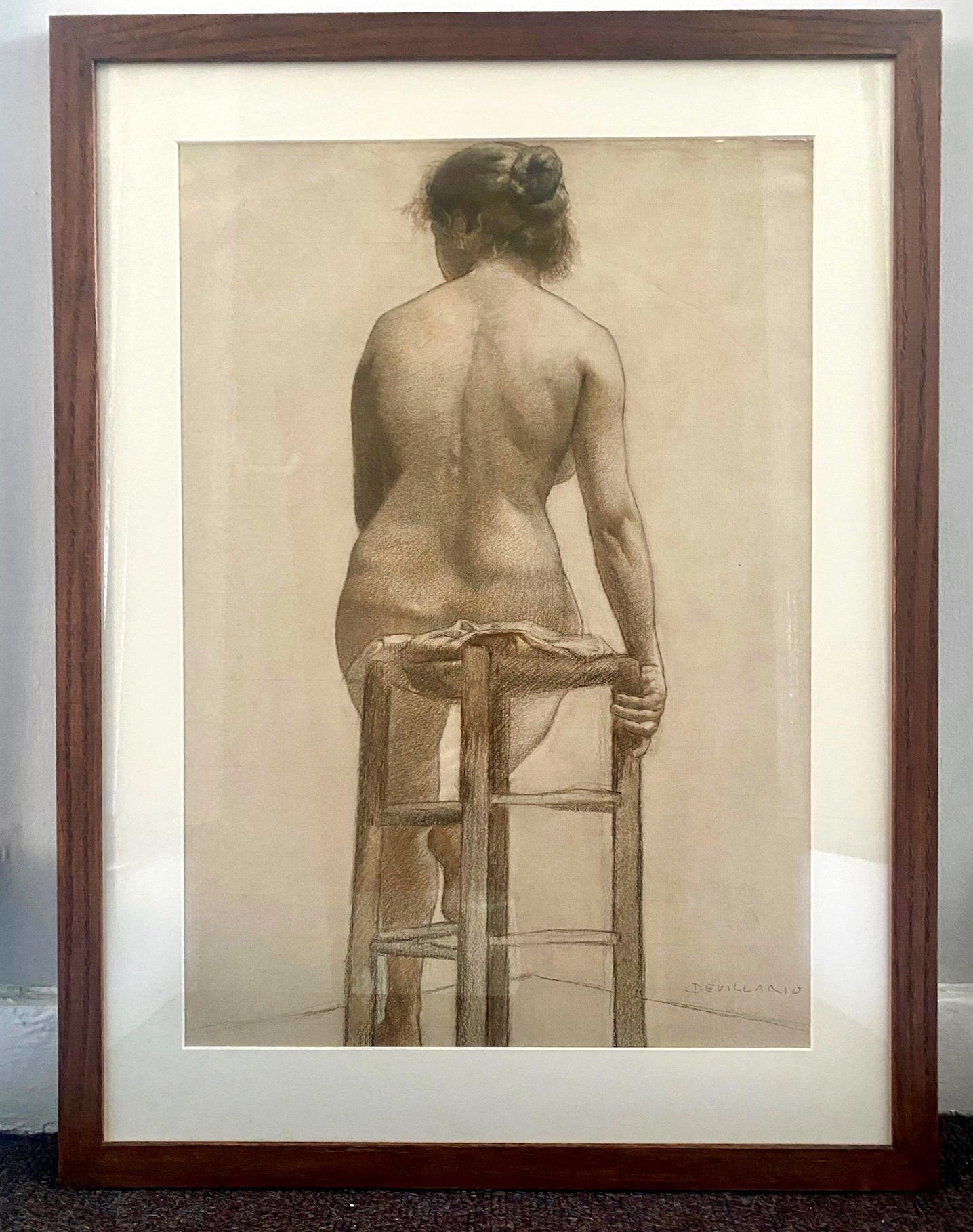 Una de mis obras favoritas en este momento: el sujeto, una misteriosa joven sentada en un taburete de espaldas a nosotros, tiene una presencia tan fuerte que parece como si estuviera en la habitación con nosotros. El artista utiliza una combinación
