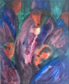 Grandes figures expressionnistes allemandes aux couleurs vives de Jewell, dans le style d'Emil Nolde