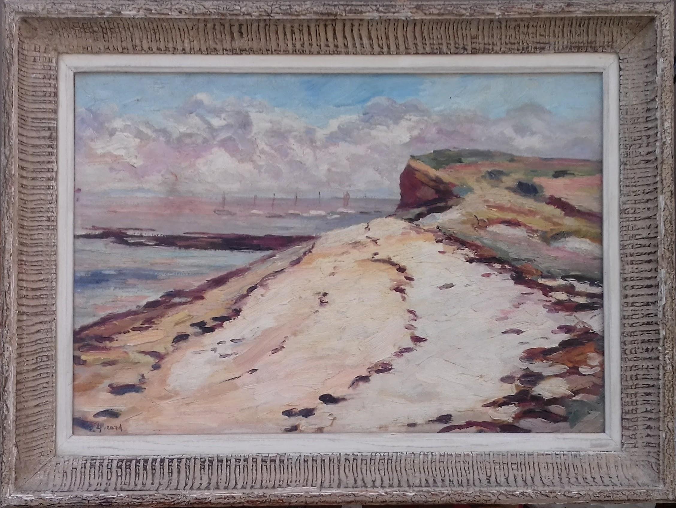 Peinture à l'huile impressionniste - Paysage aquatique:: mer et bateaux:: sud de la France - Painting de Louis Auguste Girard