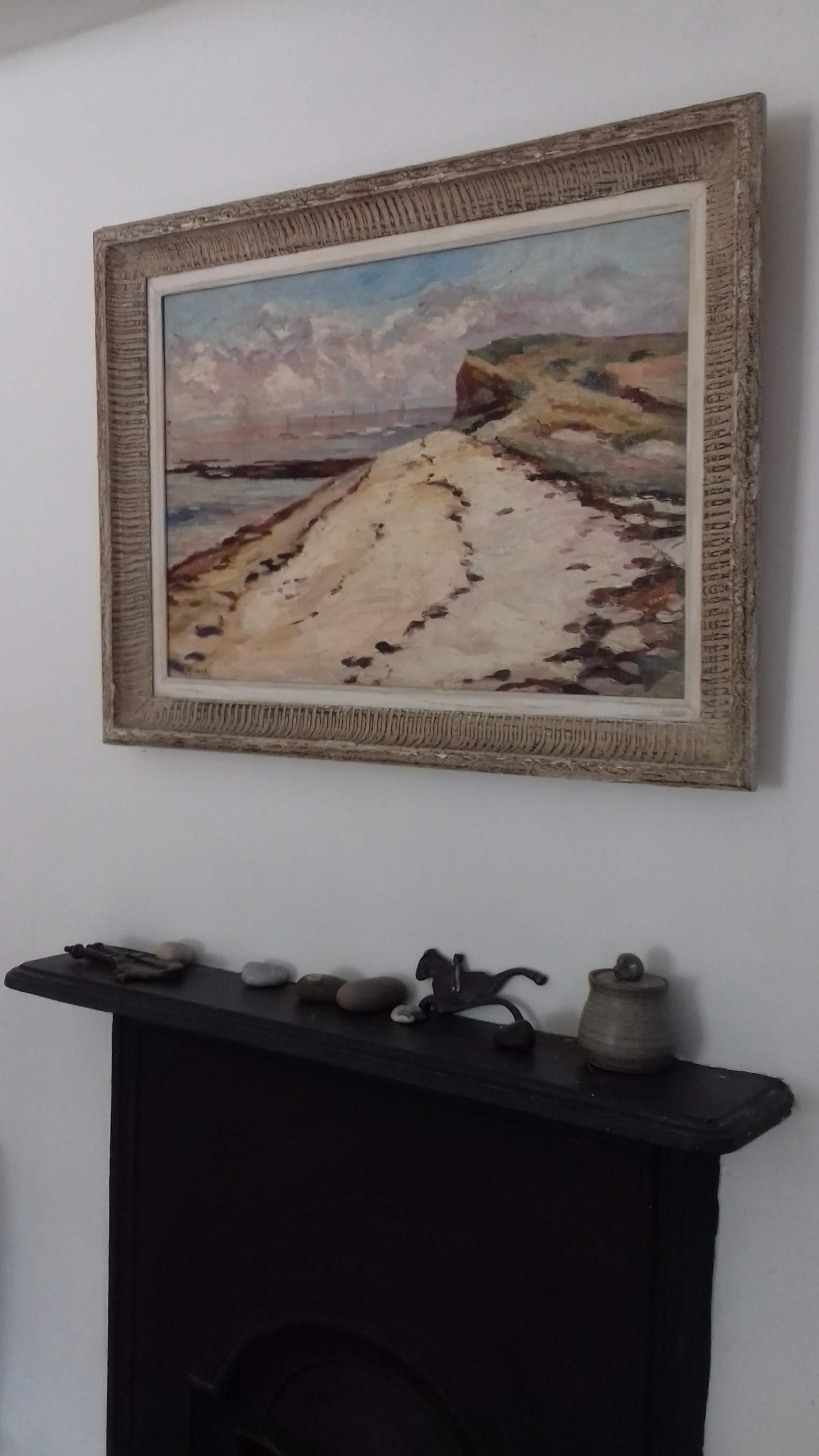 A beautiful post impressionist seascape by Louis Auguste Girard (1896-1981) . Painted in oil on paper and mounted on canvas, the painting is signed at the lower left , dated 1952 and situated Esnandes on the stretcher. Esnandes, in the