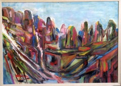 Abstracted Mountains, Mexico De Saint Exupery Abstract mid 20th C Modernist Oil