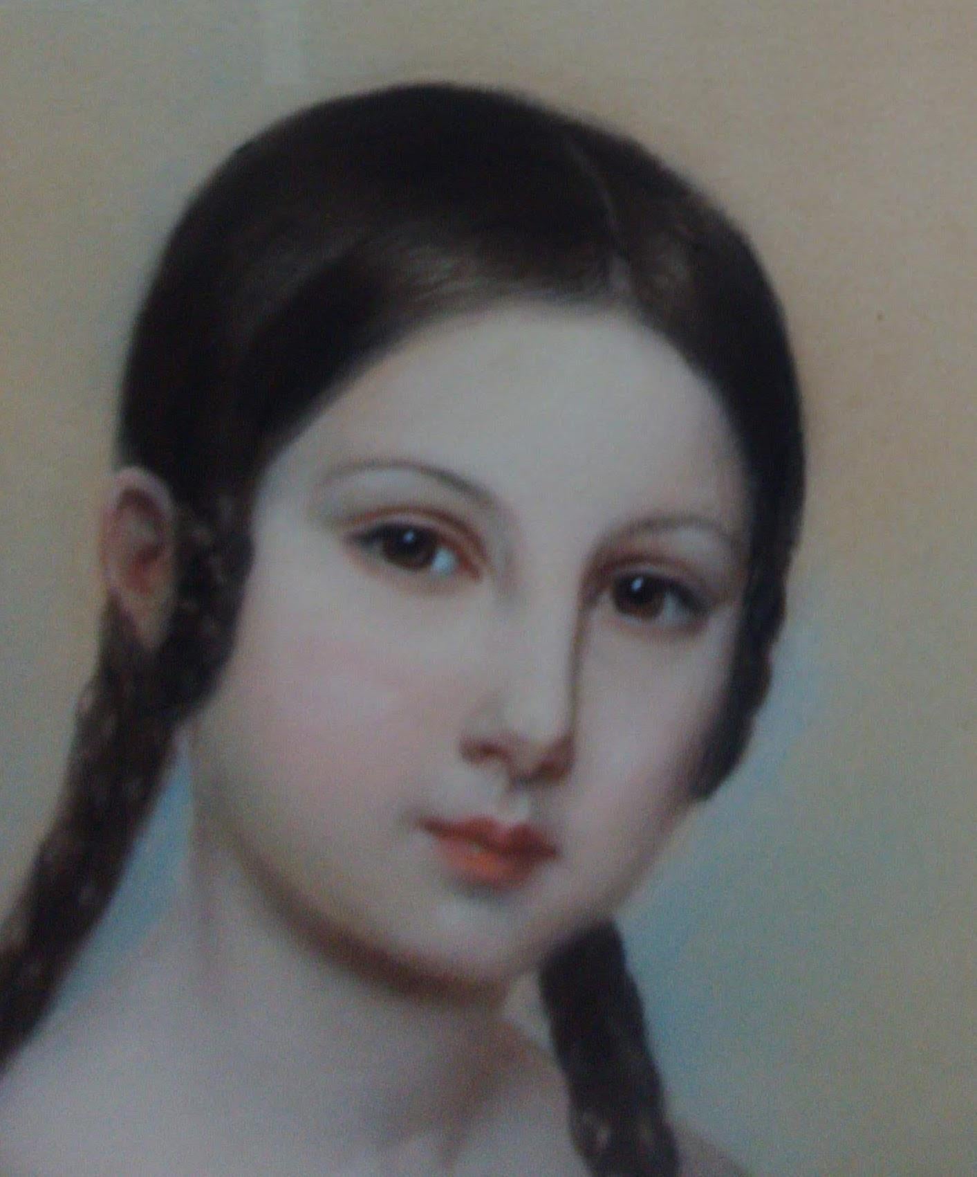 19th Century royal portraitist de Leomenil: Little Girl with Flower Basket - Painting by Laure Houssaye de Leomenil