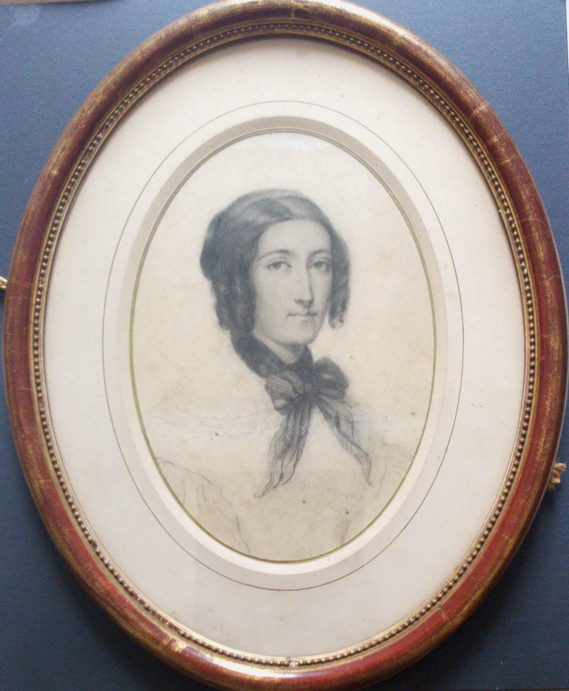 Portrait de dame parisienne Madame Seguin du 19ème siècle de la période romantique française des années 1830 - Académique Art par Adele Grasset