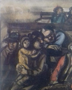 Bancs peints à l'aquarelle de l'artiste juif russe américain WPA Saul Kovner:: 1936