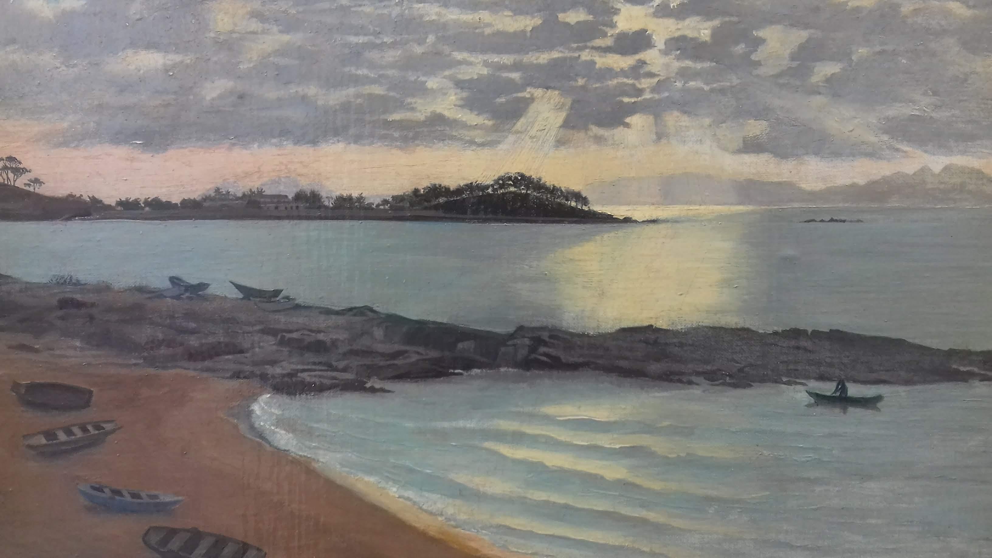 Maravilloso paisaje marino atmosférico del francés Henri Cadiou (1906-1989), que representa la playa gallega de Vigo - ¡un cuadro raro, expuesto en una gran exposición internacional en 1958!
Henri Cadiou (26 de marzo de 1906, París - 6 de abril de