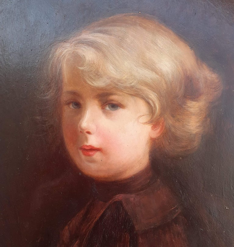 Presumed portrait of Napoleon II L'Aiglon as a boy, early antique oil painting - Academic Painting by (Attributed to) Gilbert Stuart Newton