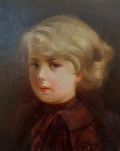 Presumed portrait of Napoleon's son as a boy, early antique oil painting