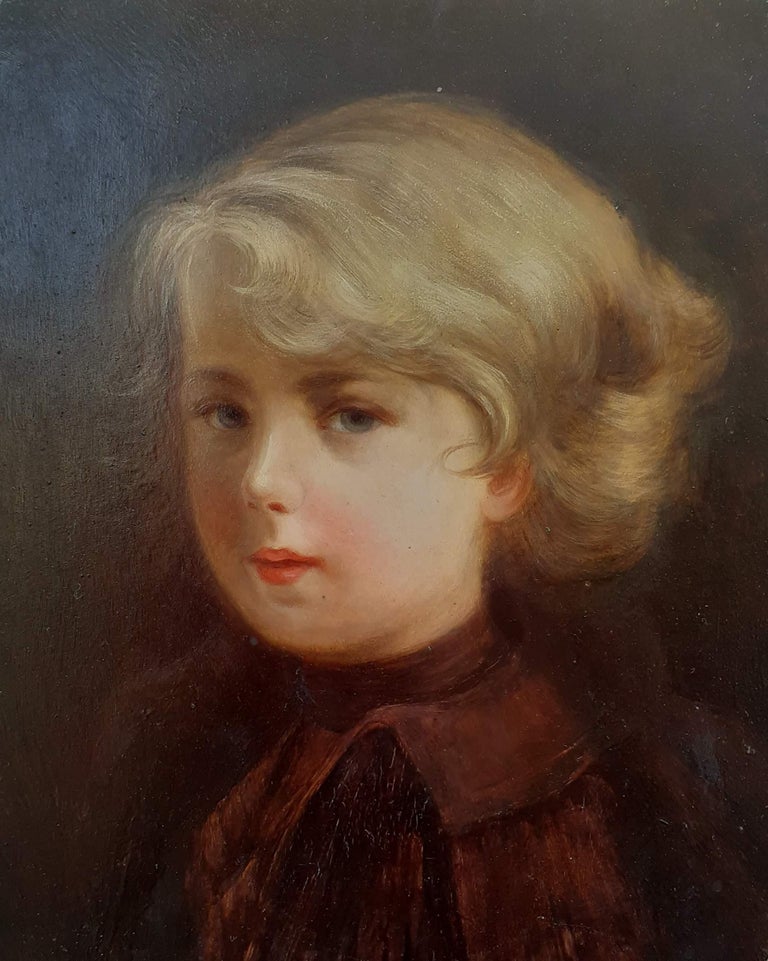 (Attributed to) Gilbert Stuart Newton Portrait Painting - Presumed portrait of Napoleon II L'Aiglon as a boy, early antique oil painting