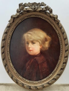 Presumed portrait of Napoleon's son as a boy, early antique oil painting