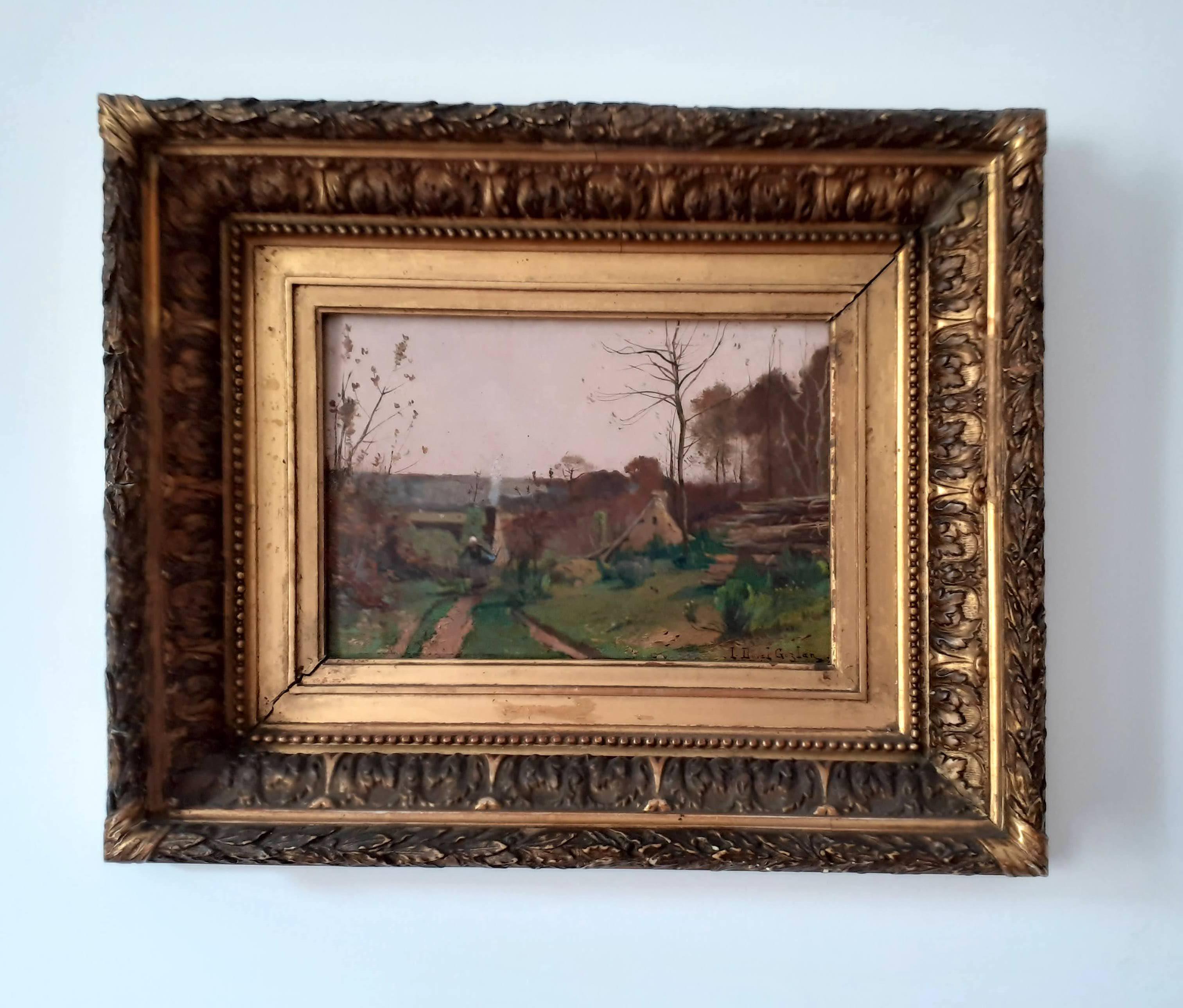 Barbizon Landscape French 19th Century oil Painting by Corot's last student - Brown Figurative Painting by Leon Duval-Gozlan