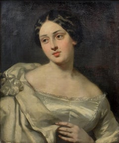 The Ivory Gown, Young aristocratic young lady French romanticist woman portrait